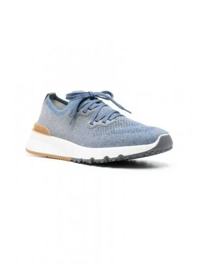 Stretch Knit Low Top Sneakers Blue - BRUNELLO CUCINELLI - BALAAN 2