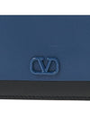 V Logo Signature Half Wallet Black Blue - VALENTINO - BALAAN 7