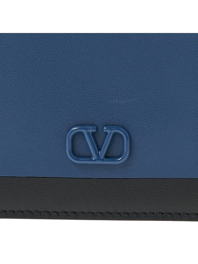 V Logo Signature Half Wallet Black Blue - VALENTINO - BALAAN 7