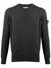 Light Wool Crewneck Knit Top Dark Grey - STONE ISLAND - BALAAN 3