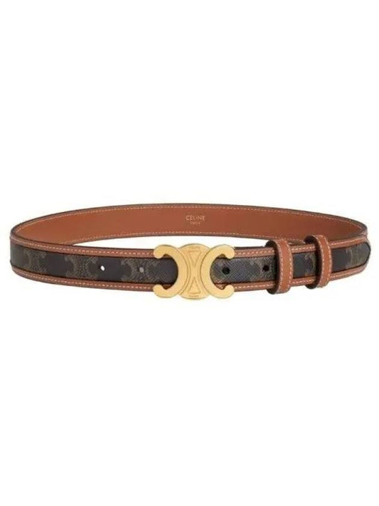 Women's Medium Triomphe Canvas Calfskin Belt Brown - CELINE - BALAAN 2