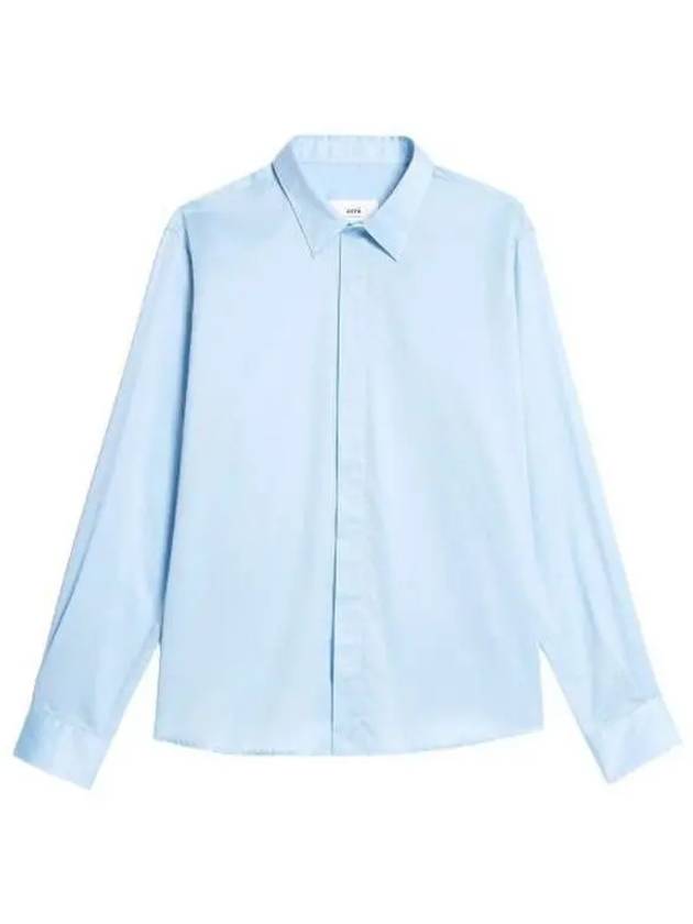 Hidden Button Long Sleeve Shirt Sky Blue - AMI - BALAAN 2