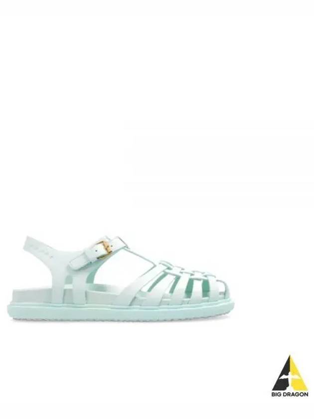 Leather Flat Sandals Light Blue - MARNI - BALAAN 2