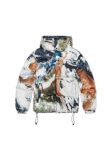 Padded Jacket Planet Print Black White - DIESEL - BALAAN 1