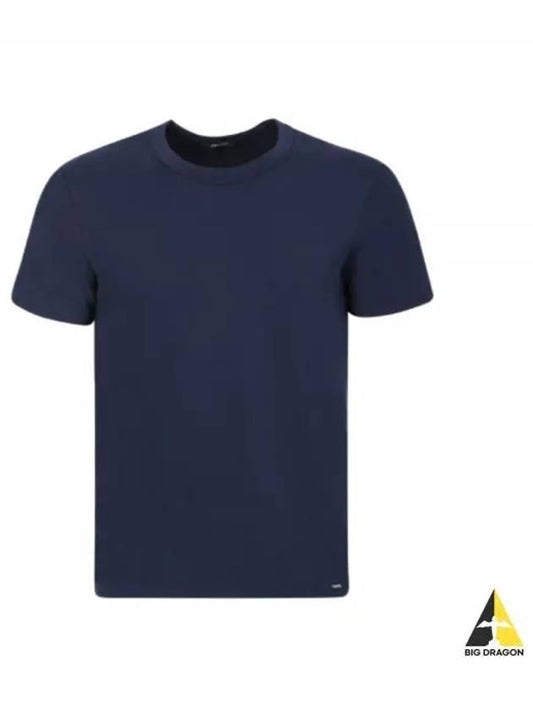 Cotton Crew Neck Short Sleeve T-Shirt Navy - TOM FORD - BALAAN 2