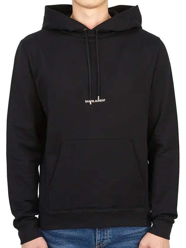 Men's Chest Small Logo Hoodie Black - SAINT LAURENT - BALAAN 3