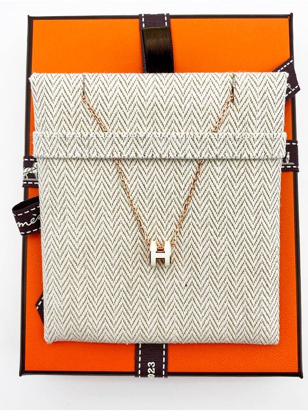 Mini Pop H Pendant Rose Gold & Blanc - HERMES - BALAAN 3