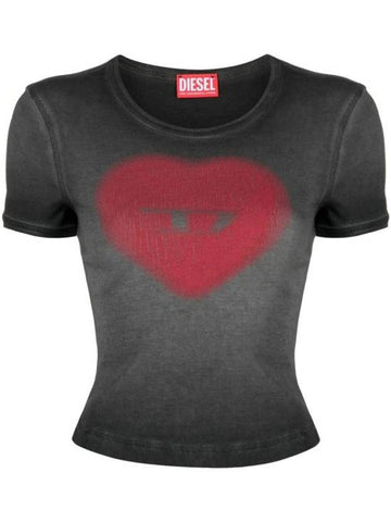 T ELE Logo Fade Cotton Short-Sleeved T-Shirt Black - DIESEL - BALAAN 1