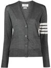 Sustainable Fine Merino Wool 4-Bar Relaxed Fit V-Neck Cardigan Navy - THOM BROWNE - BALAAN 9