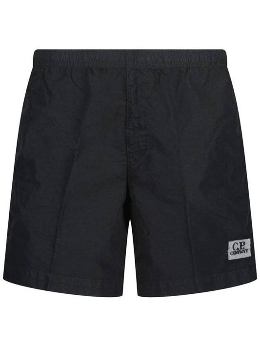 Logo Patch Flat Nylon Swim Shorts Black - CP COMPANY - BALAAN 1