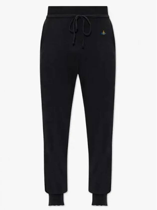 Women's Embroidered Logo Cashmere Blend Track Pants Black - VIVIENNE WESTWOOD - BALAAN 2