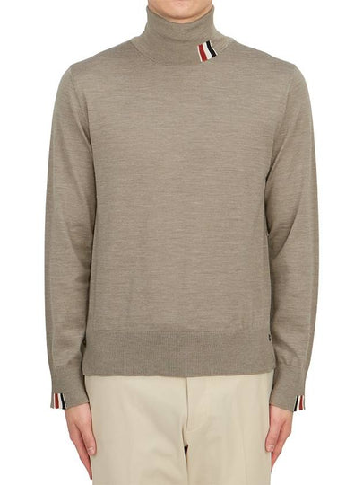 Striped Fine Merino Jersey Turtleneck Medium Brown - THOM BROWNE - BALAAN 2