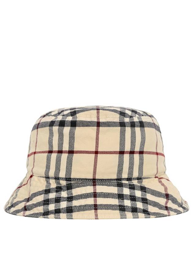 Stone Check Cotton Bucket Hat Beige - BURBERRY - BALAAN 2