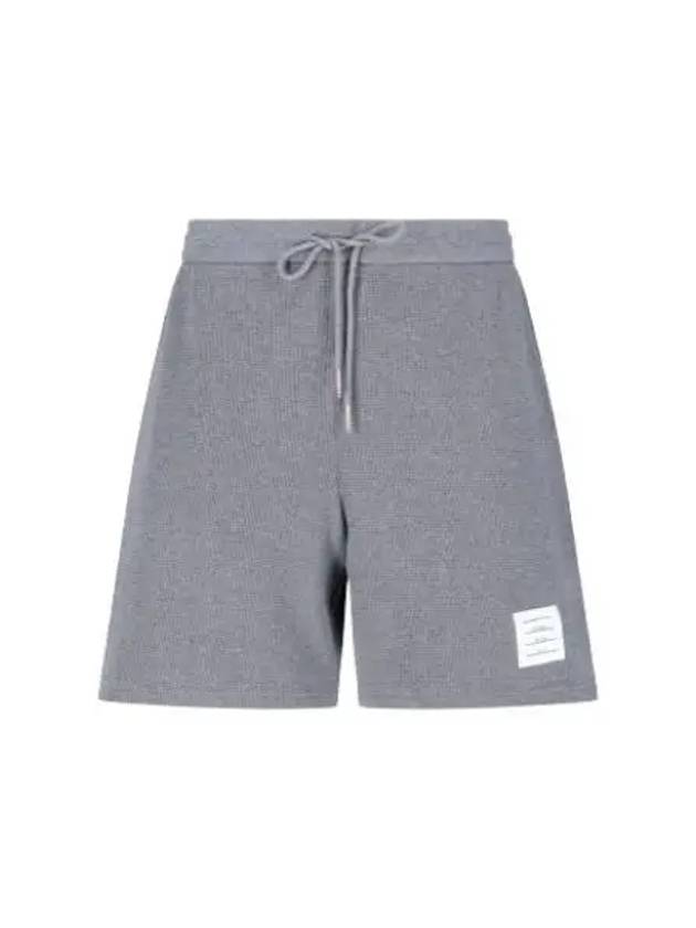 Men's Textured Cotton Shorts Grey - THOM BROWNE - BALAAN 2