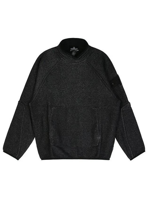 Logo Patch Mock Neck Sweatshirt Black - STONE ISLAND - BALAAN 2