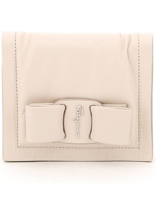 Viva Bow Compact Half Wallet Bone - SALVATORE FERRAGAMO - BALAAN 1