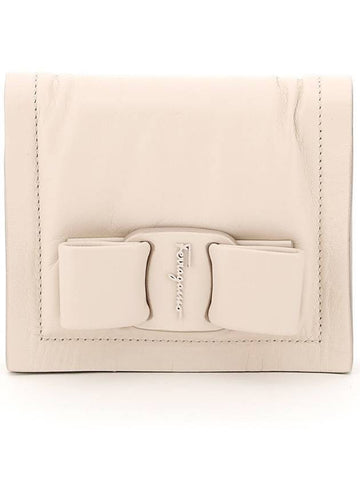 Viva Bow Compact Half Wallet Bone - SALVATORE FERRAGAMO - BALAAN 1