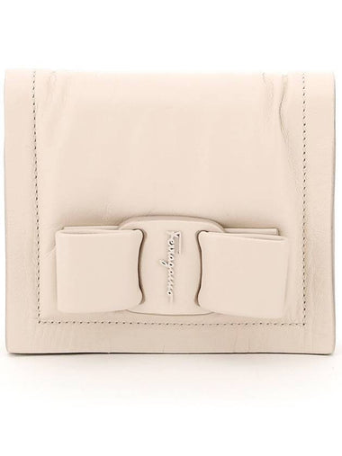 Viva Bow Compact Half Wallet Bone - SALVATORE FERRAGAMO - BALAAN 1