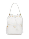 Triangular Logo Duet Re-Nylon Bucket Bag White - PRADA - BALAAN.