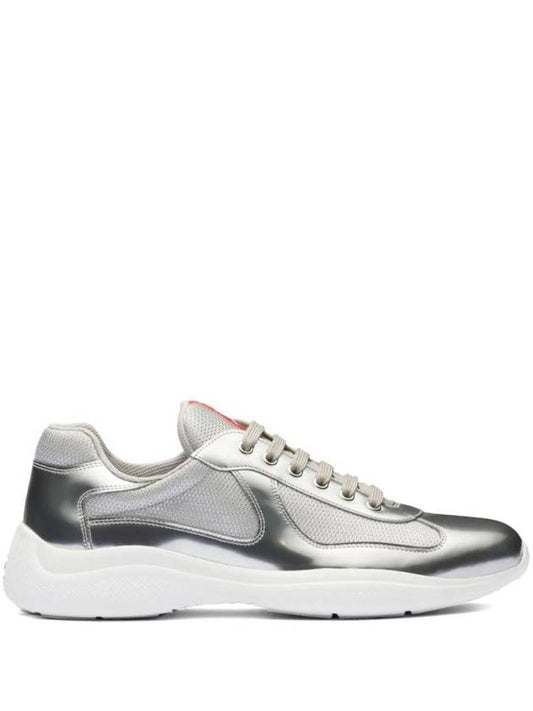 America's Cup Paneled Leather Low-Top Sneakers Silver - PRADA - BALAAN 1