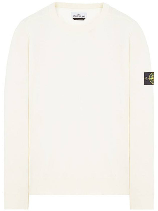 Wappen Patch Crew Neck Soft Cotton Knit Top Ivory - STONE ISLAND - BALAAN 2