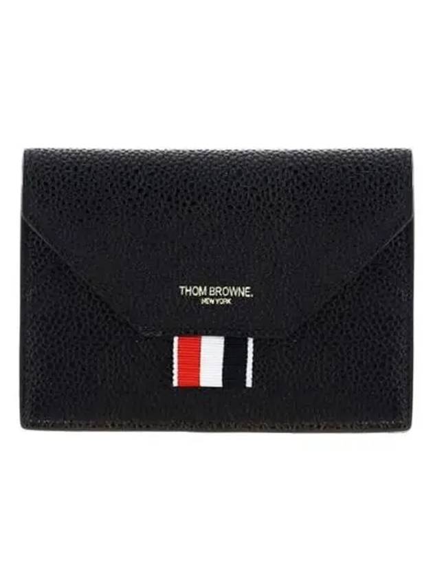 Envelope Leather Card Wallet Black - THOM BROWNE - BALAAN 2