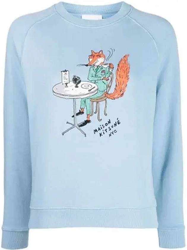 Oly Coffee Fox Printing Sweatshirt Baby Blue - MAISON KITSUNE - BALAAN 2