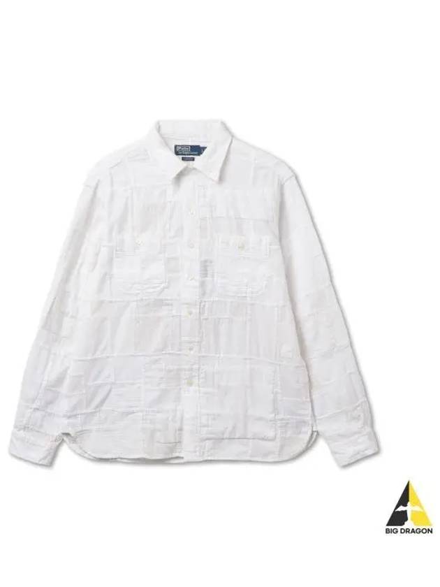 Classic fit patchwork workshirt white - POLO RALPH LAUREN - BALAAN 1