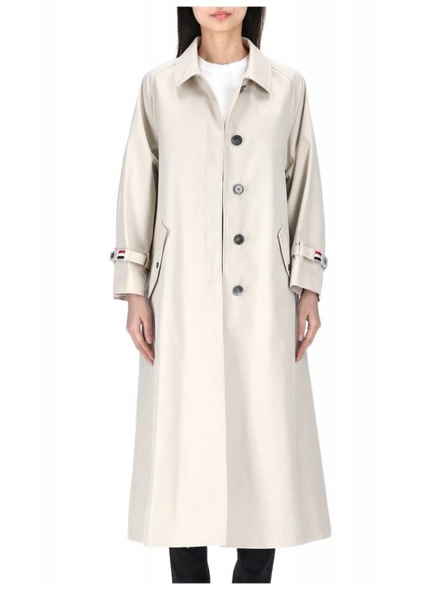 Waterproof Cotton Twill Raglan Trench Overcoat Khaki - THOM BROWNE - BALAAN 3