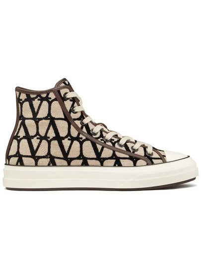 Toile Iconographe High Top Sneakers Beige - VALENTINO - BALAAN 2