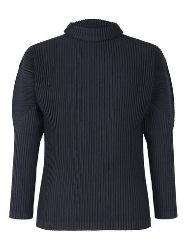 Pleated High-Neck Long-Sleeved T-Shirt Navy - ISSEY MIYAKE - BALAAN 1