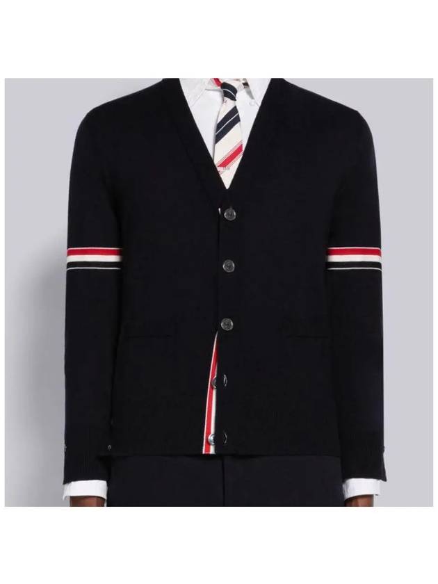 Stripe Armband Merino Wool Cardigan Navy - THOM BROWNE - BALAAN 3