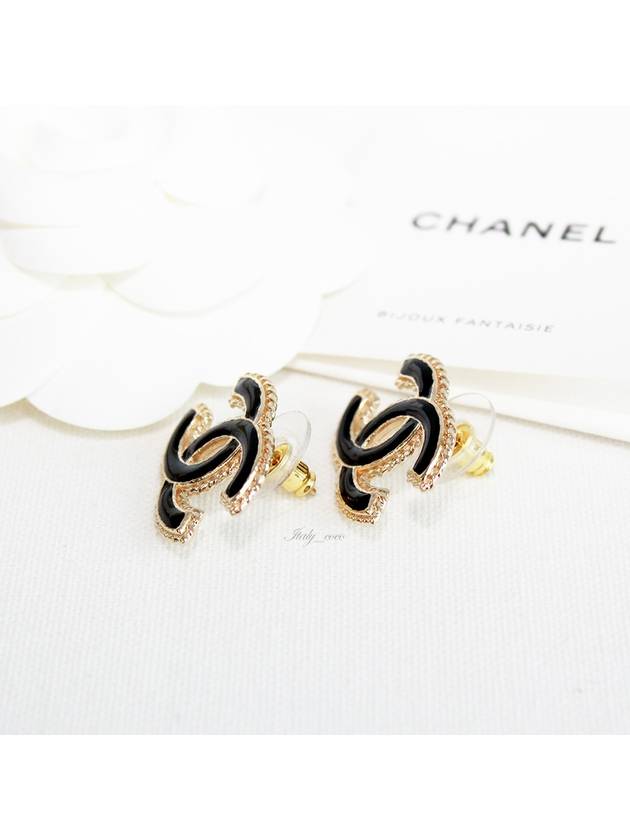 stud earrings metal gold black - CHANEL - BALAAN 4