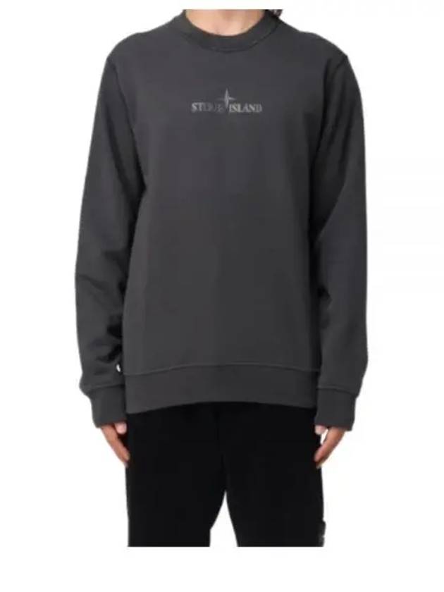 Cotton Fleece Crew Neck Sweatshirt Dark Grey - STONE ISLAND - BALAAN 2