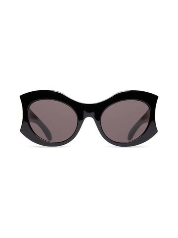 Eyewear Hourglass Round Sunglasses Gray Black - BALENCIAGA - BALAAN.
