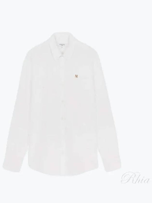 Small Fox Head Patch Classic Long Slevee Shirt White - MAISON KITSUNE - BALAAN 2