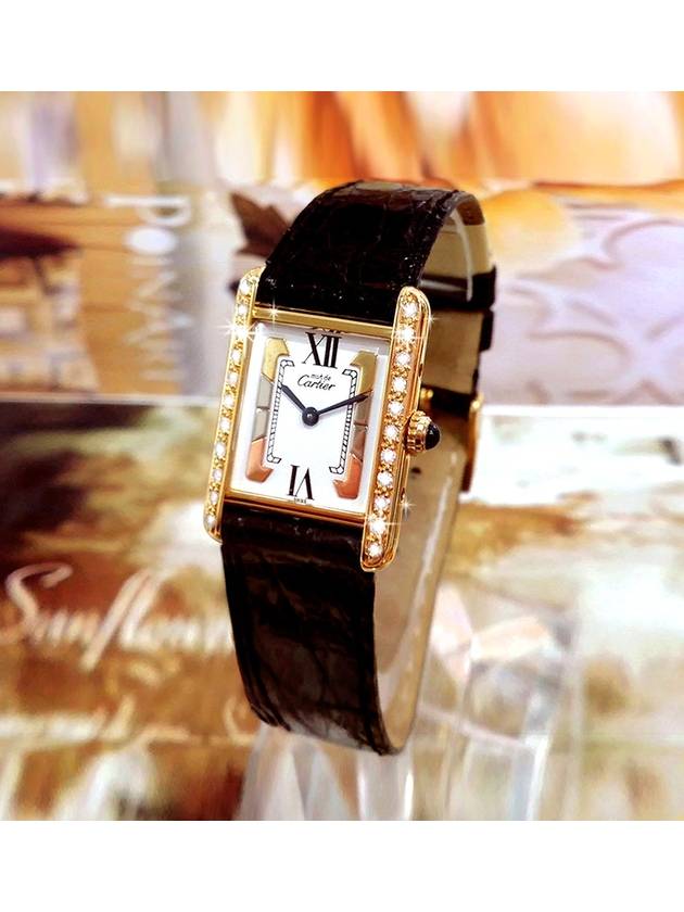 Tank Trinity Dial Women s Diamond Leather Watch - CARTIER - BALAAN 6