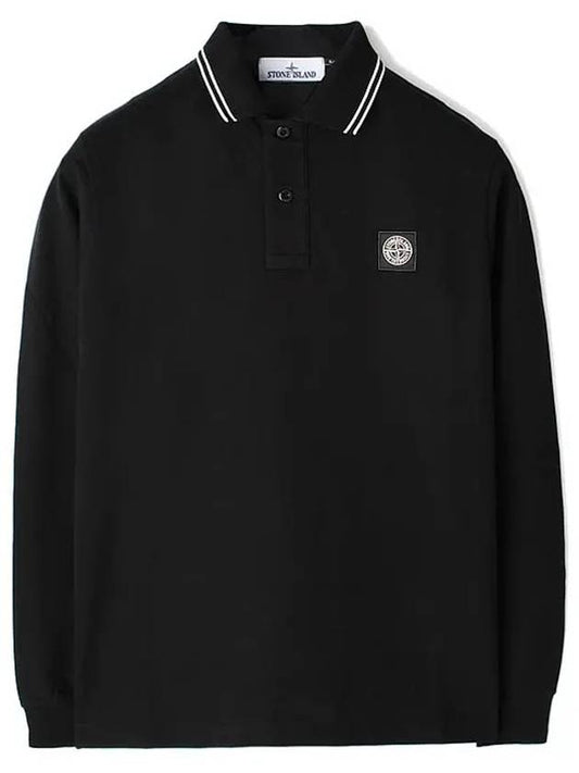 Logo Patch Polo Shirt Black - STONE ISLAND - BALAAN 2