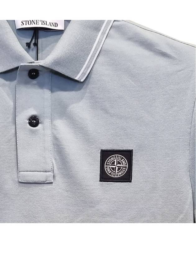 Men's Logo Patch Lining Short Sleeve Polo Shirt Grey - STONE ISLAND - BALAAN 6