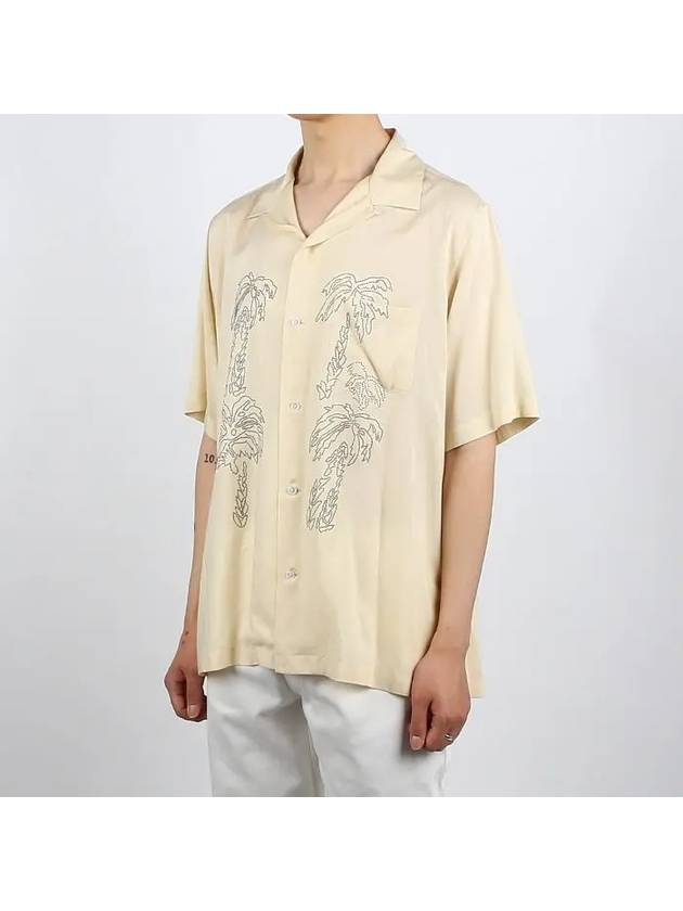 Hawaiian Embroidered Short Sleeve Shirt Beige - CELINE - BALAAN 4