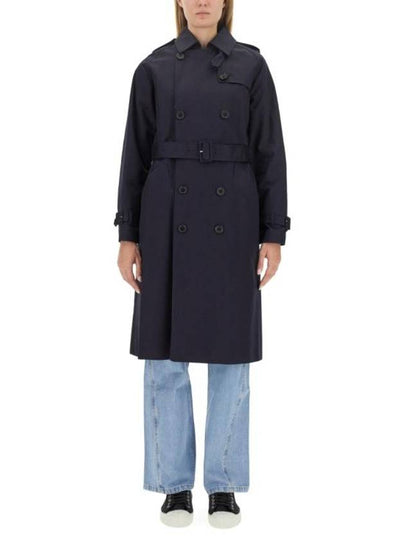 Greta Double Breasted Cotton Trench Coat Navy - A.P.C. - BALAAN 2