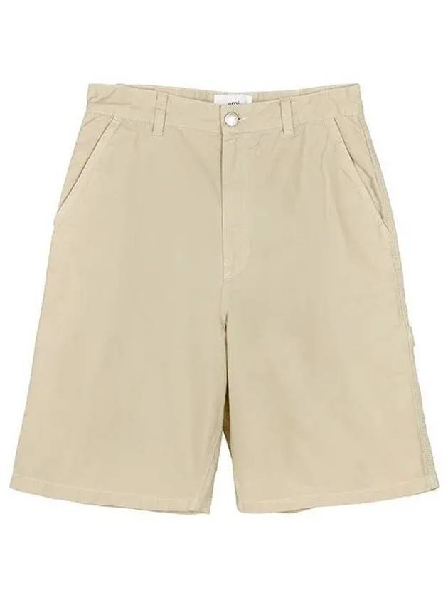 Men's Worker Fit Bermuda Shorts Beige - AMI - BALAAN 2