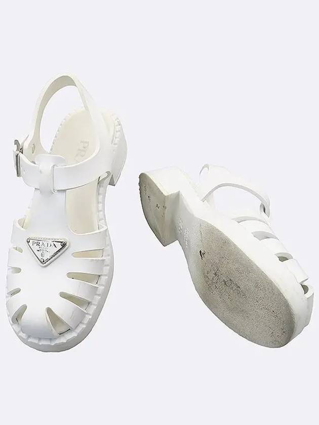 1X857M White Sporty Foam Rubber Buckle Chunky Sandals 37 240MM - PRADA - BALAAN 3