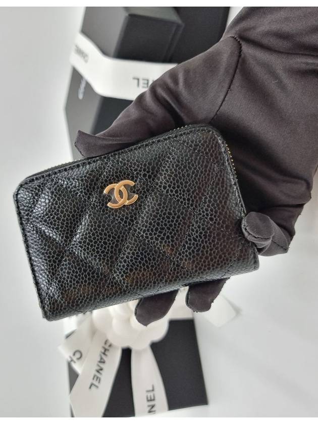 Classic Zipped Coin Purse Grained Calfskin & Gold Black - CHANEL - BALAAN 6