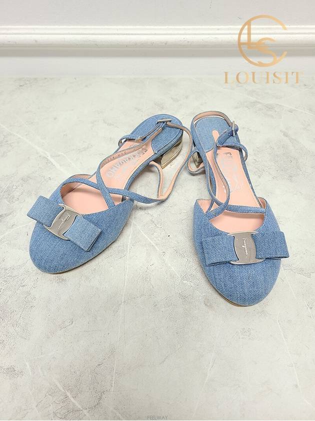 Used luxury goods Lewis It 6 Ferragamo Vara Pelma denim women s sandals - SALVATORE FERRAGAMO - BALAAN 2