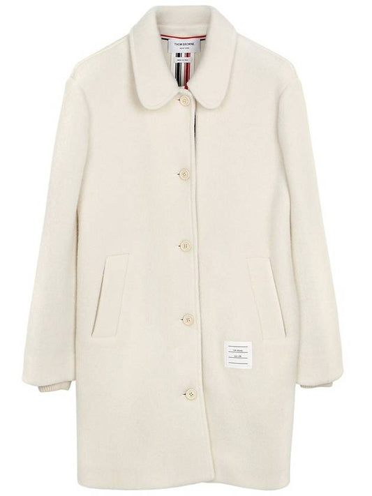 Women's Stripe Round Collar Wool Overcoat Bianco White - THOM BROWNE - BALAAN 2