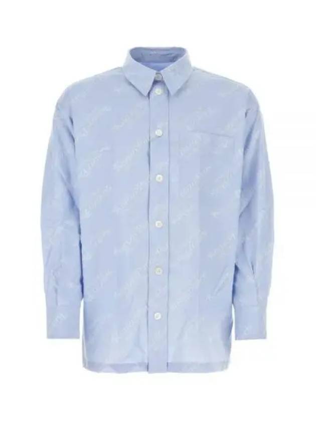 Verdy Logo Print Allover Oversized Cotton Long Sleeve Shirt Light Blue - KENZO - BALAAN 2