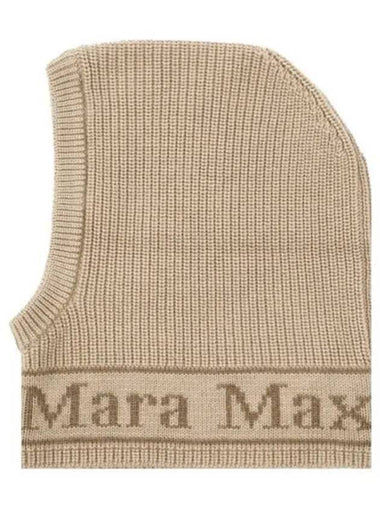 Gong Logo Wool Balaclava Beige - MAX MARA - BALAAN 1