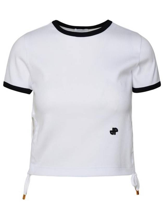 Cut-Out Ribbed Organic Cotton Short Sleeve T-Shirt White - PATOU - BALAAN 1