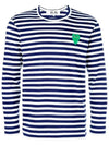 Men's Striped Logo Long Sleeve T-Shirt Blue - COMME DES GARCONS - BALAAN 2